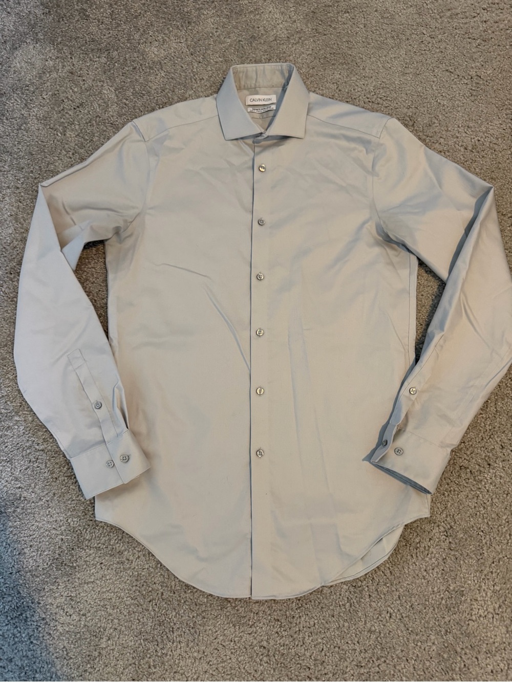 Calvin Klein Men's Pale Gray Button-Down Dress Shirt